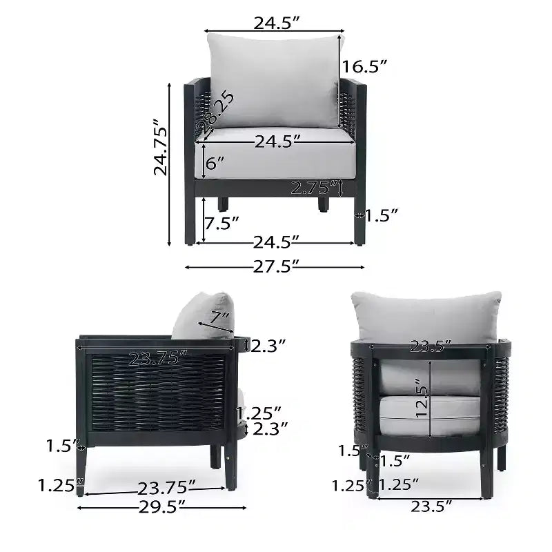 Fauteuil de jardin Christopher Knight Home Burchett en bois d'acacia et rotin avec coussins