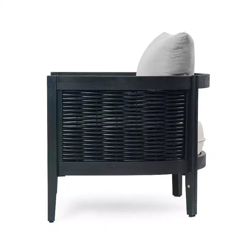 Fauteuil de jardin Christopher Knight Home Burchett en bois d'acacia et rotin avec coussins