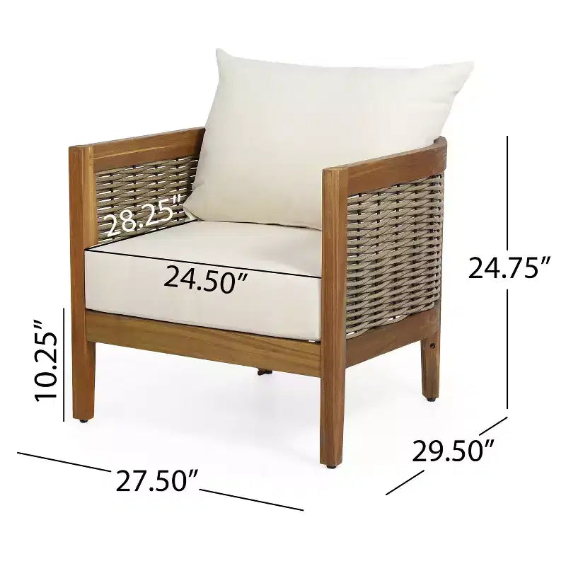Fauteuil de jardin Christopher Knight Home Burchett en bois d'acacia et rotin avec coussins