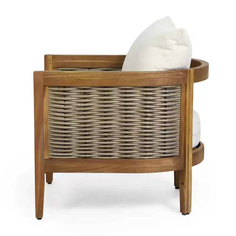 Fauteuil de jardin Christopher Knight Home Burchett en bois d'acacia et rotin avec coussins