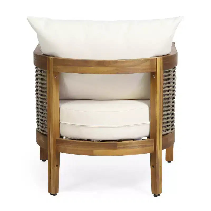 Fauteuil de jardin Christopher Knight Home Burchett en bois d'acacia et rotin avec coussins