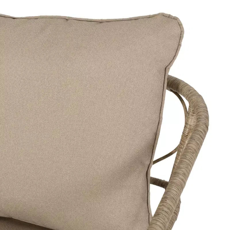 Fauteuils de jardin GDFStudio Colmar en osier et fer avec coussins (lot de 2), marron clair/beige
