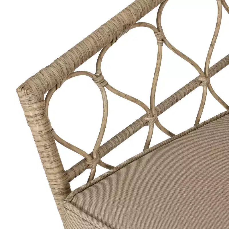 Fauteuils de jardin GDFStudio Colmar en osier et fer avec coussins (lot de 2), marron clair/beige