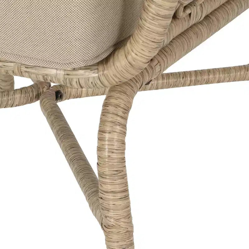Fauteuils de jardin GDFStudio Colmar en osier et fer avec coussins (lot de 2), marron clair/beige