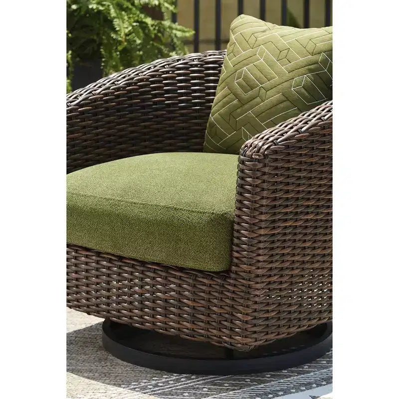 Signature Design by Ashley Horizon Hall, fauteuil de jardin pivotant toutes saisons avec coussin, vert