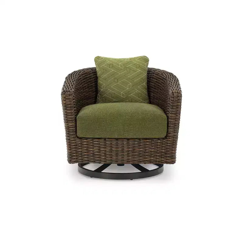 Signature Design by Ashley Horizon Hall, fauteuil de jardin pivotant toutes saisons avec coussin, vert