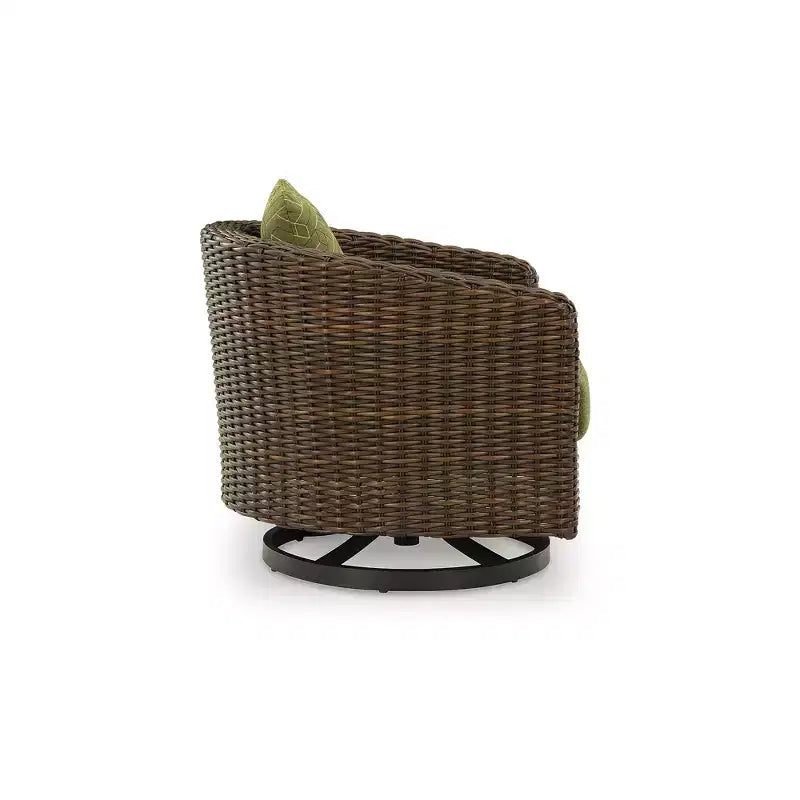 Signature Design by Ashley Horizon Hall, fauteuil de jardin pivotant toutes saisons avec coussin, vert