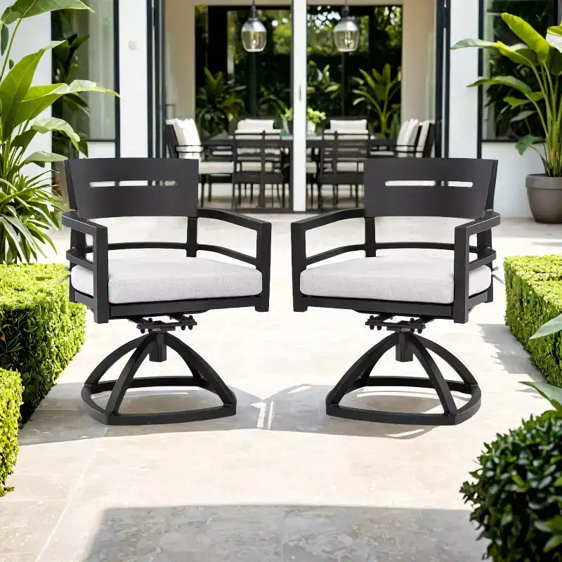 Christopher Knight Home Olivia Modern Aluminum Stable Base Swivel Chairs with Removable Sunbrella Cushions ( Set of 2)
