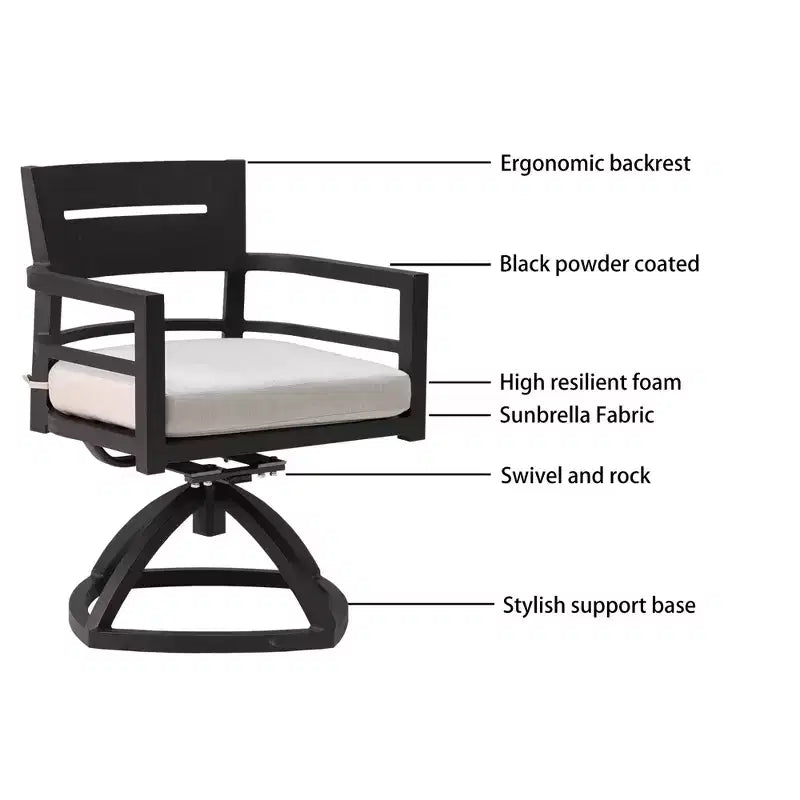 Fauteuils pivotants Christopher Knight Home Olivia avec base stable en aluminium et coussins Sunbrella amovibles (lot de 2)