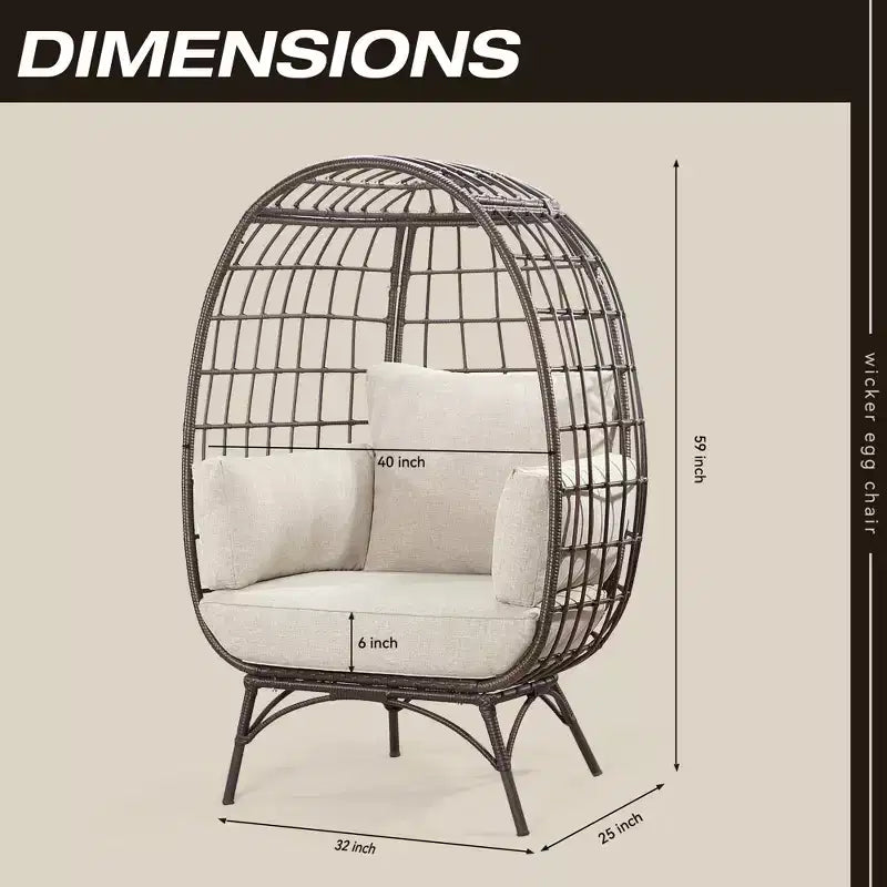 Chaise de patio œuf UPTIOT avec coussins