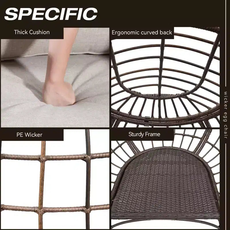 Chaise de patio œuf UPTIOT avec coussins