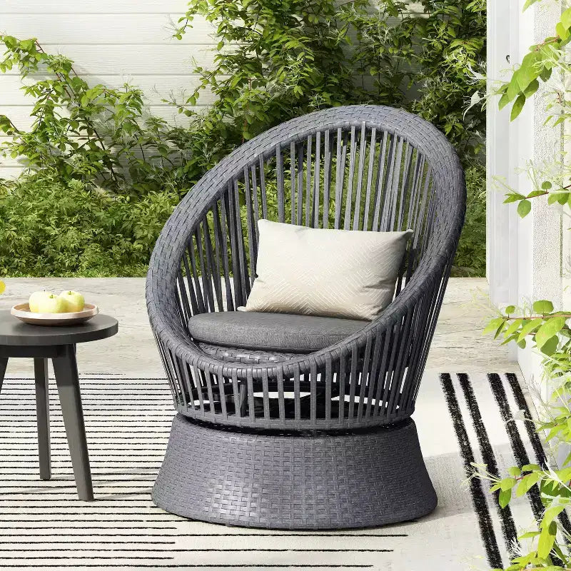 Christopher Knight Home Acheson Fauteuil d'appoint moderne en rotin et fer forgé pour l'extérieur