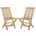 Marcus Teak Folding Chair Indoor/Outdoor (Set of 2) - PAT6600 - Natural - Safavieh