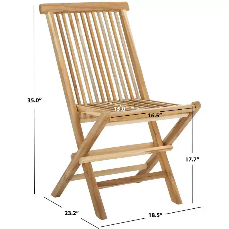 Lot de 2 chaises pliantes Marcus en teck pour l'intérieur/l'extérieur - PAT6600 - Naturel - Safavieh