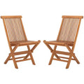 Holly Solid Teak Folding Chair Indoor/Outdoor (Set of 2) - PAT6503 - Natural - Safavieh