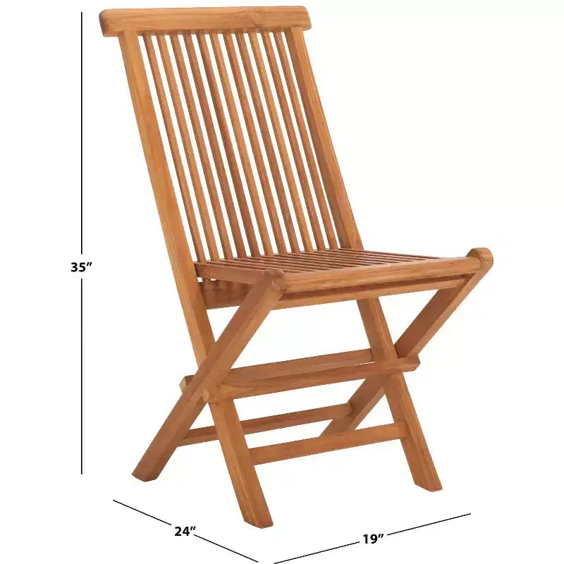 Chaise pliante en teck massif Holly, intérieur/extérieur (lot de 2) - PAT6503 - Naturel - Safavieh