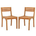 Anna Solid Teak Chair Indoor/Outdoor (Set of 2) - PAT6502 - Natural - Safavieh