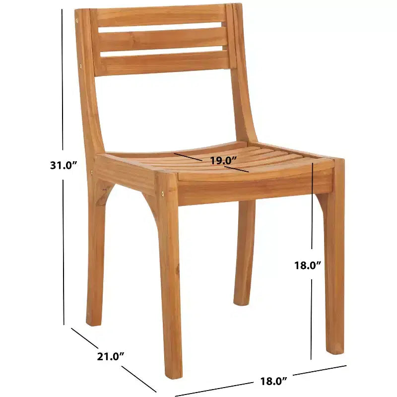 Chaise Anna en teck massif intérieur/extérieur (lot de 2) - PAT6502 - Naturel - Safavieh