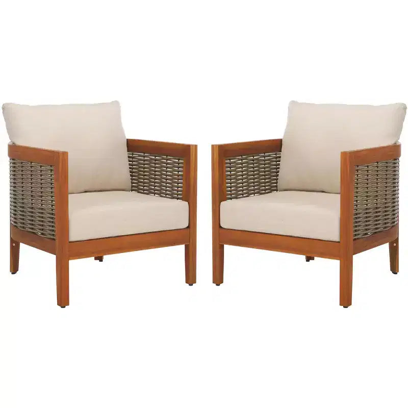 Amanda Patio Chair Indoor/Outdoor (Set of 2) - PAT7089 - Natural/Taupe - Safavieh