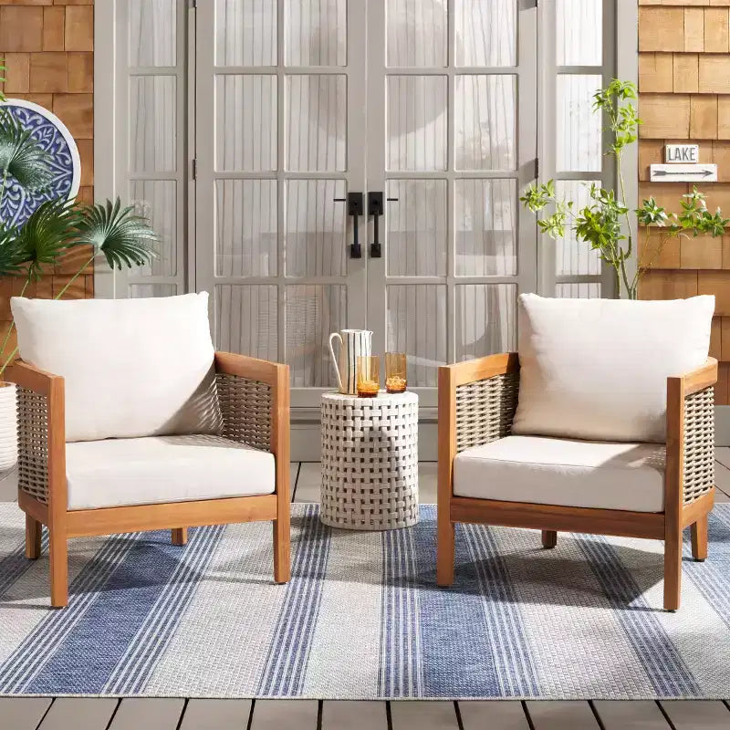 Chaise de patio Amanda intérieur/extérieur (ensemble de 2) - PAT7089 - Naturel/Taupe - Safavieh