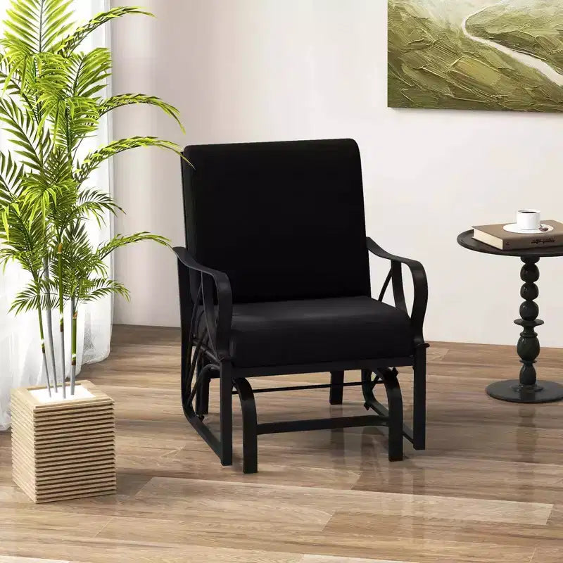 Costway 2 Chaises à Bascule de Patio avec Coussin Cadre Métallique Robuste Planeur Doux Extérieur Noir/Gris/Bleu Marine