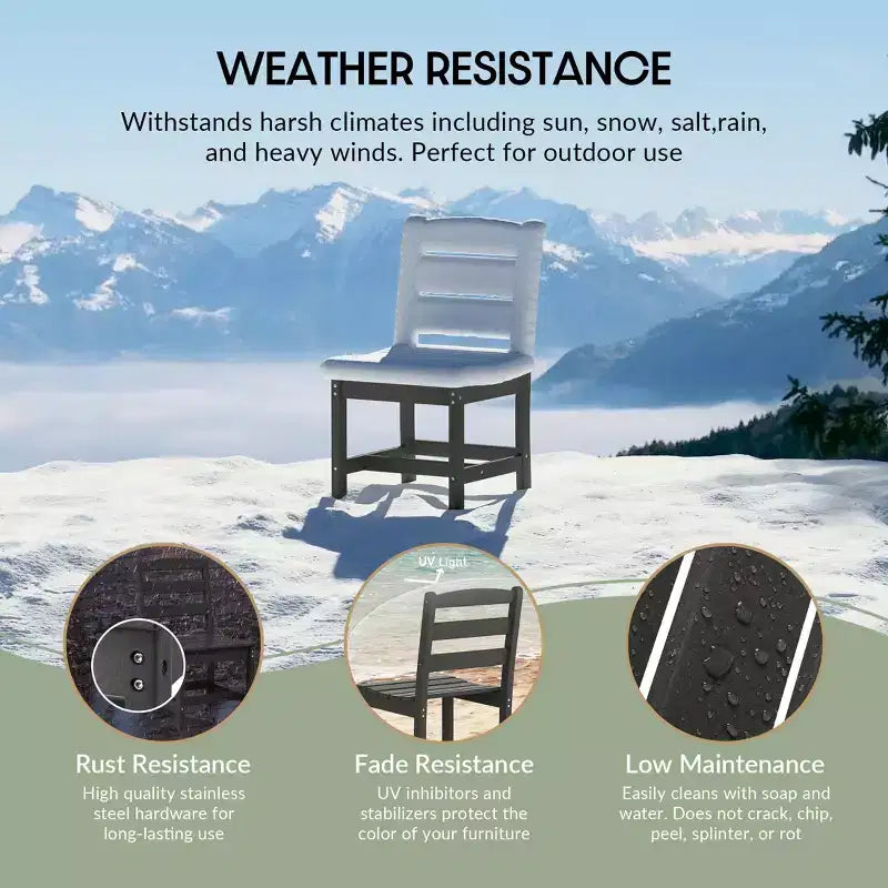 Chaise d'extérieur sans accoudoirs classique WestinTrends Ashore en PEHD pour salle à manger, gris