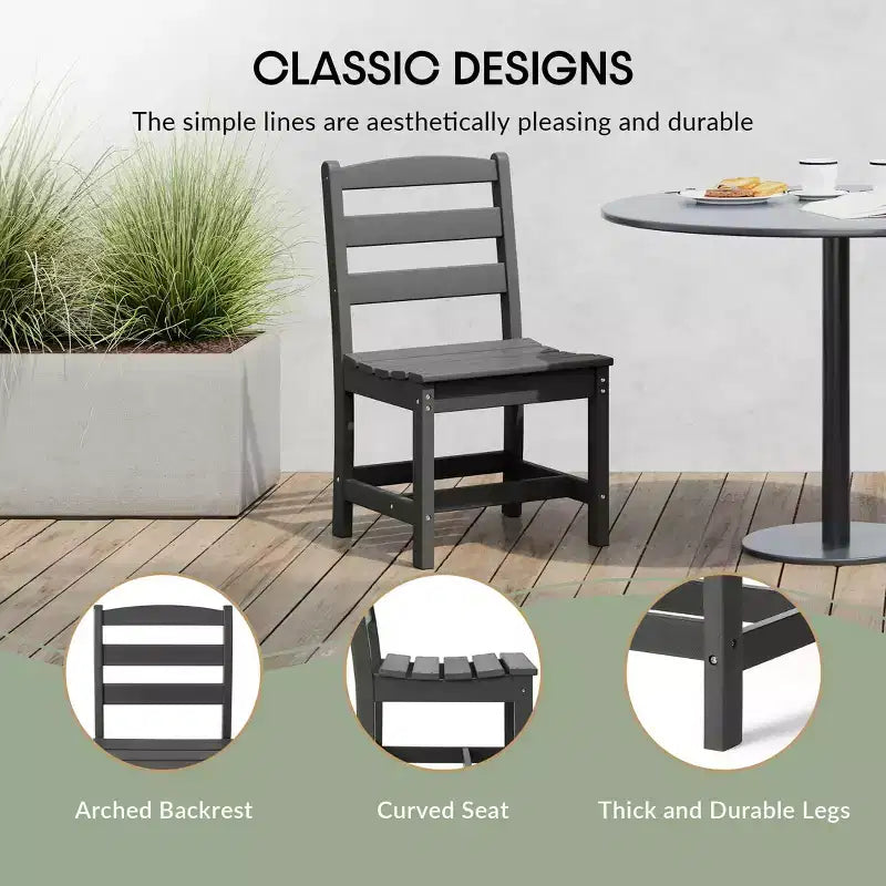 Chaise d'extérieur sans accoudoirs classique WestinTrends Ashore en PEHD pour salle à manger, gris