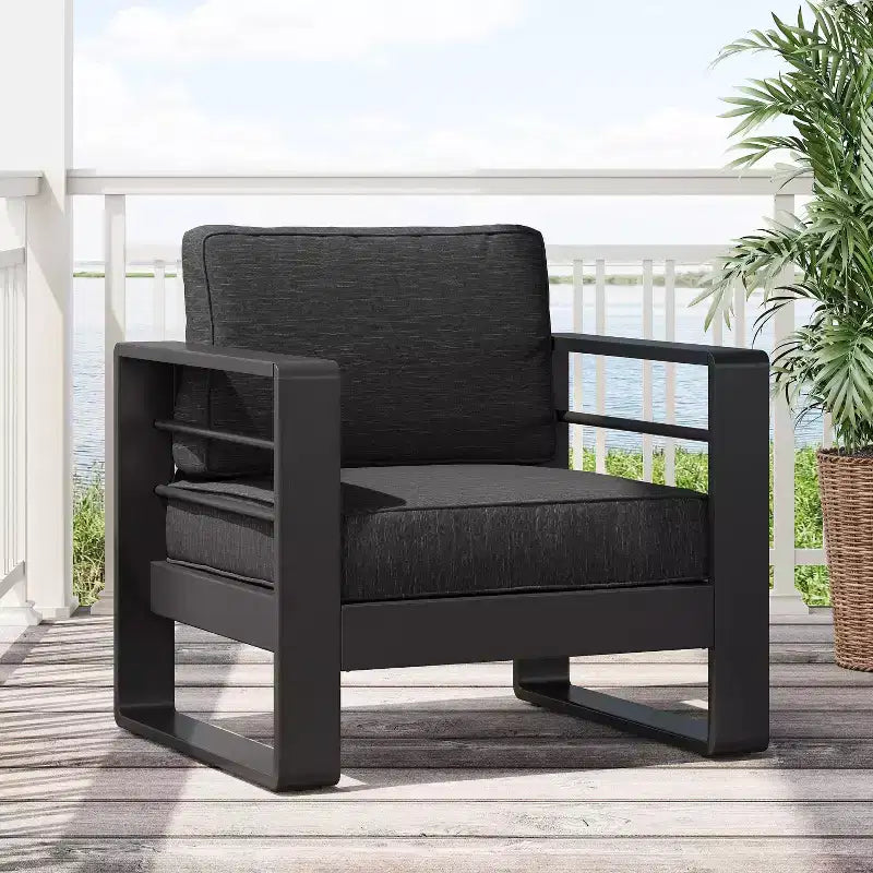 Christopher Knight Home Raban Fauteuil de club d'extérieur en aluminium avec coussins
