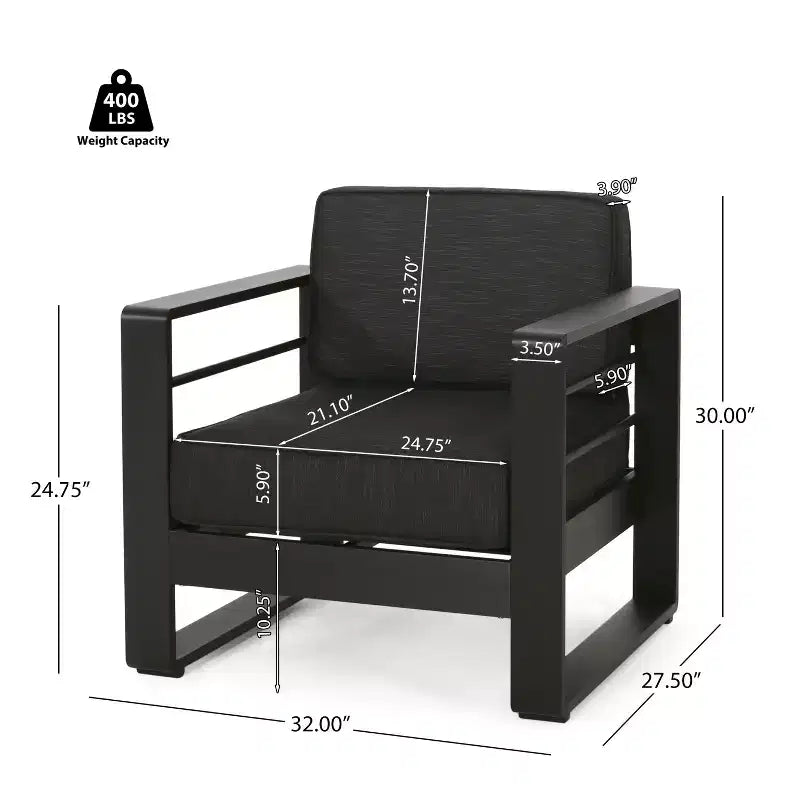 Christopher Knight Home Raban Fauteuil de club d'extérieur en aluminium avec coussins
