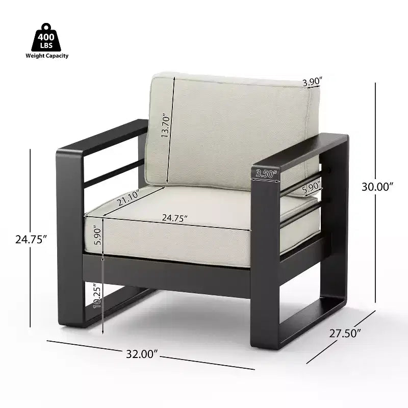 Christopher Knight Home Raban Fauteuil de club d'extérieur en aluminium avec coussins