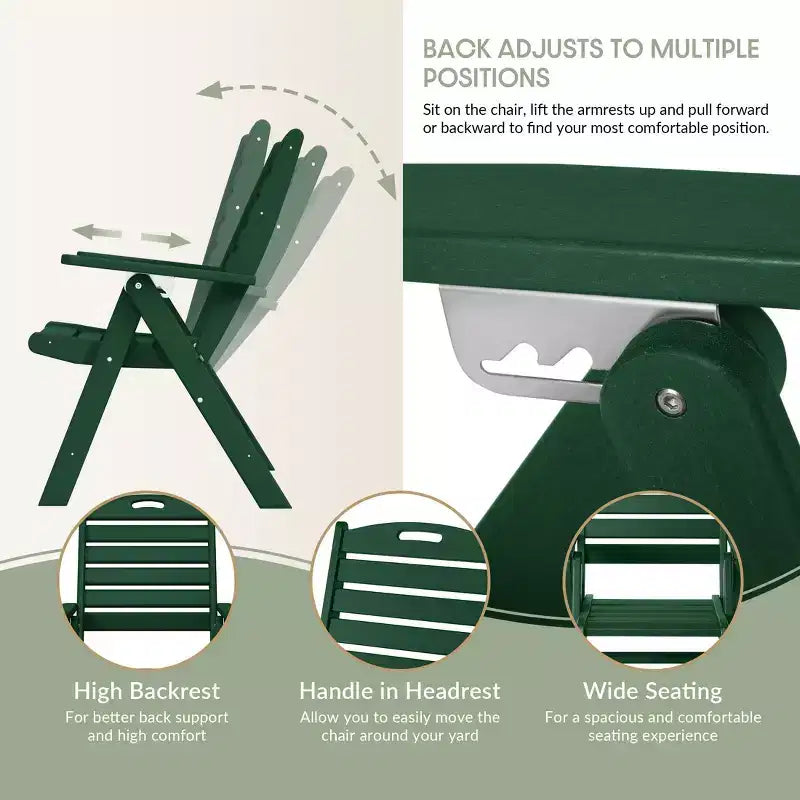 Chaise de salle à manger pliante à dossier haut réglable WestinTrends Malibu en PEHD