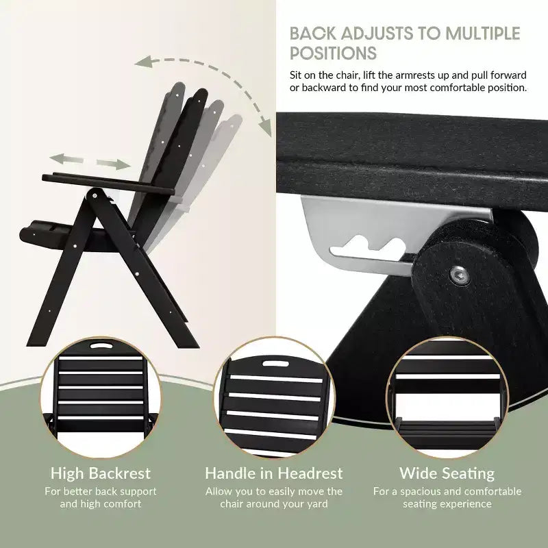 Chaise de salle à manger pliante à dossier haut réglable WestinTrends Malibu en PEHD