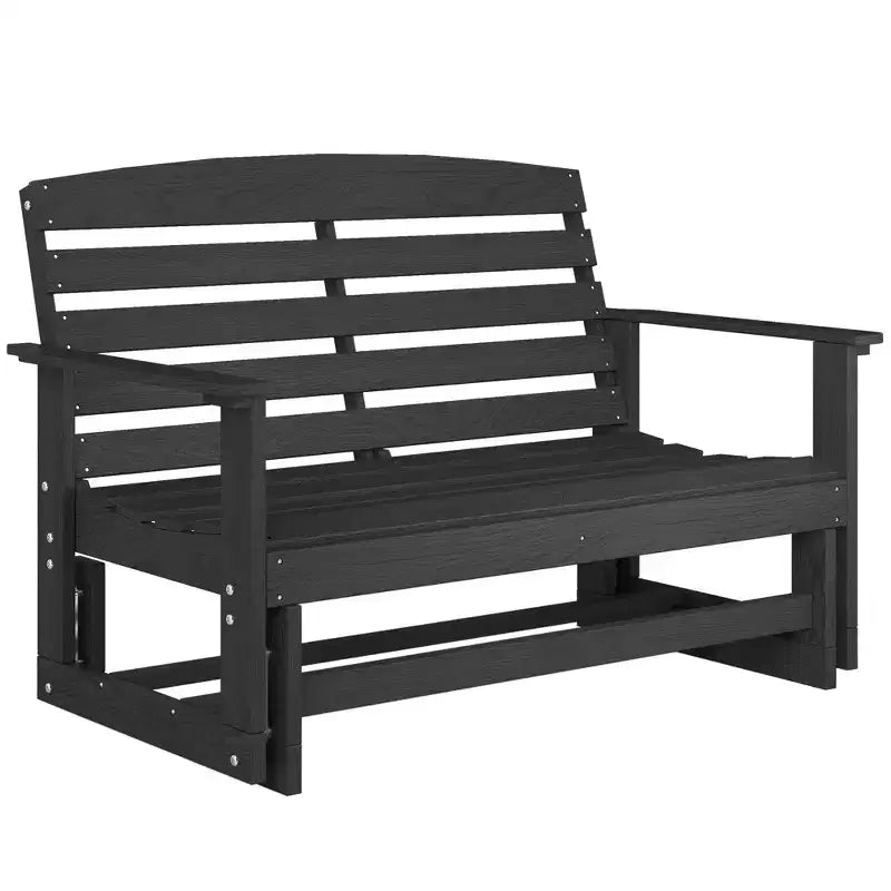 Banc de jardin Outsunny 2 places, balançoire double, causeuse à bascule avec cadre à lattes en PEHD pour jardin, patio, véranda