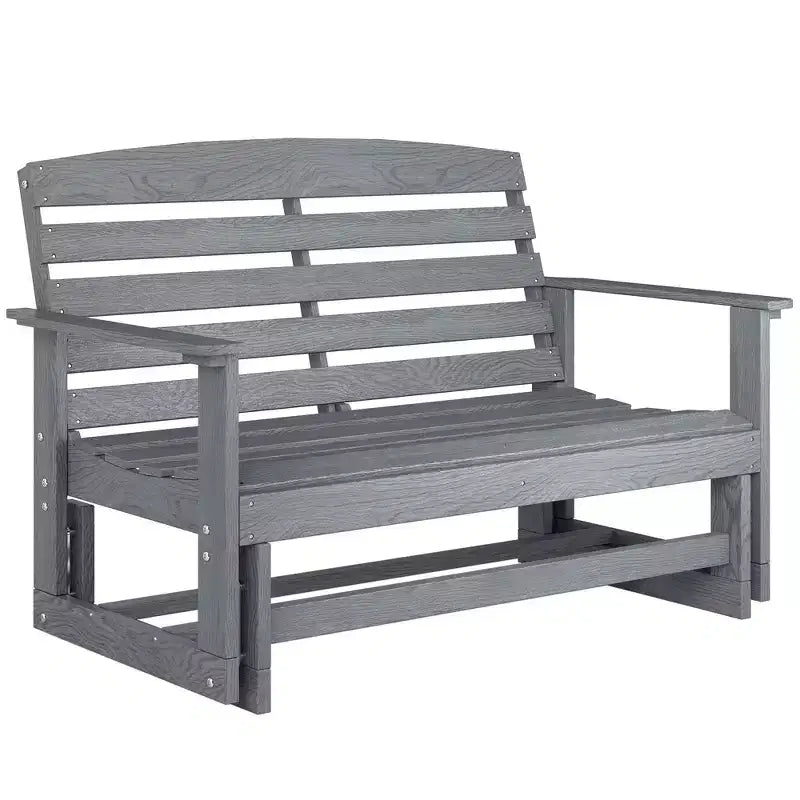 Banc de jardin Outsunny 2 places, balançoire double, causeuse à bascule avec cadre à lattes en PEHD pour jardin, patio, véranda
