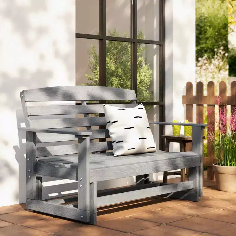 Banc de jardin Outsunny 2 places, balançoire double, causeuse à bascule avec cadre à lattes en PEHD pour jardin, patio, véranda