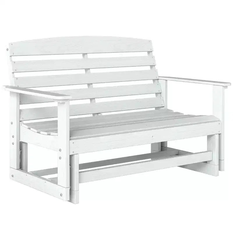 Banc de jardin Outsunny 2 places, balançoire double, causeuse à bascule avec cadre à lattes en PEHD pour jardin, patio, véranda