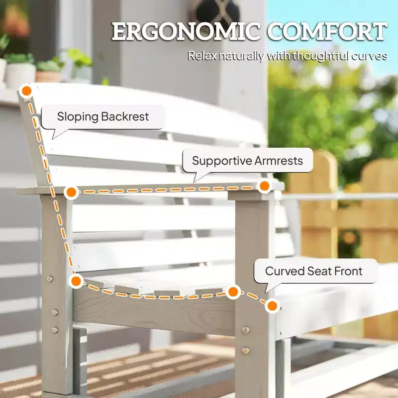Banc de jardin Outsunny 2 places, balançoire double, causeuse à bascule avec cadre à lattes en PEHD pour jardin, patio, véranda