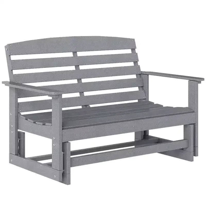 Banc de jardin Outsunny 2 places, balançoire double, causeuse à bascule avec cadre à lattes en PEHD pour jardin, patio, véranda