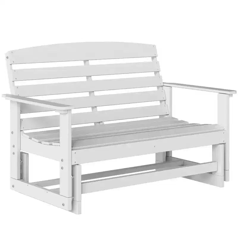 Banc de jardin Outsunny 2 places, balançoire double, causeuse à bascule avec cadre à lattes en PEHD pour jardin, patio, véranda