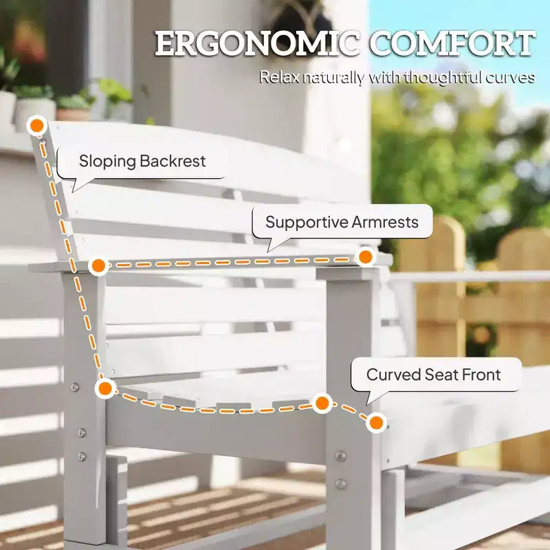 Banc de jardin Outsunny 2 places, balançoire double, causeuse à bascule avec cadre à lattes en PEHD pour jardin, patio, véranda