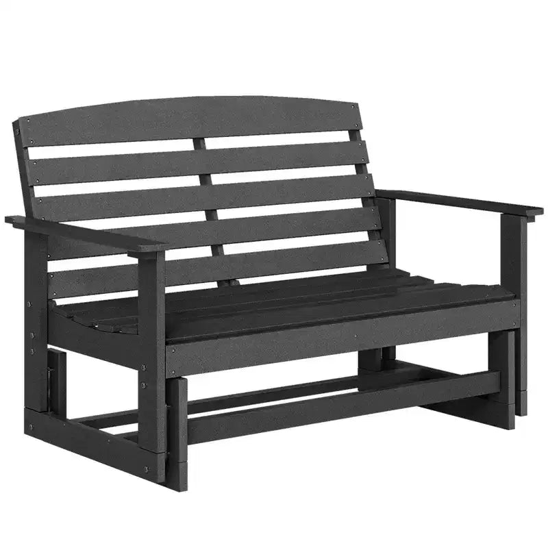 Banc de jardin Outsunny 2 places, balançoire double, causeuse à bascule avec cadre à lattes en PEHD pour jardin, patio, véranda