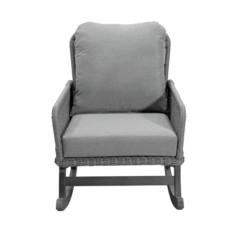 Christopher Knight Home Tamid, chaise à bascule moderne d'extérieur en bois, rotin et métal avec coussin