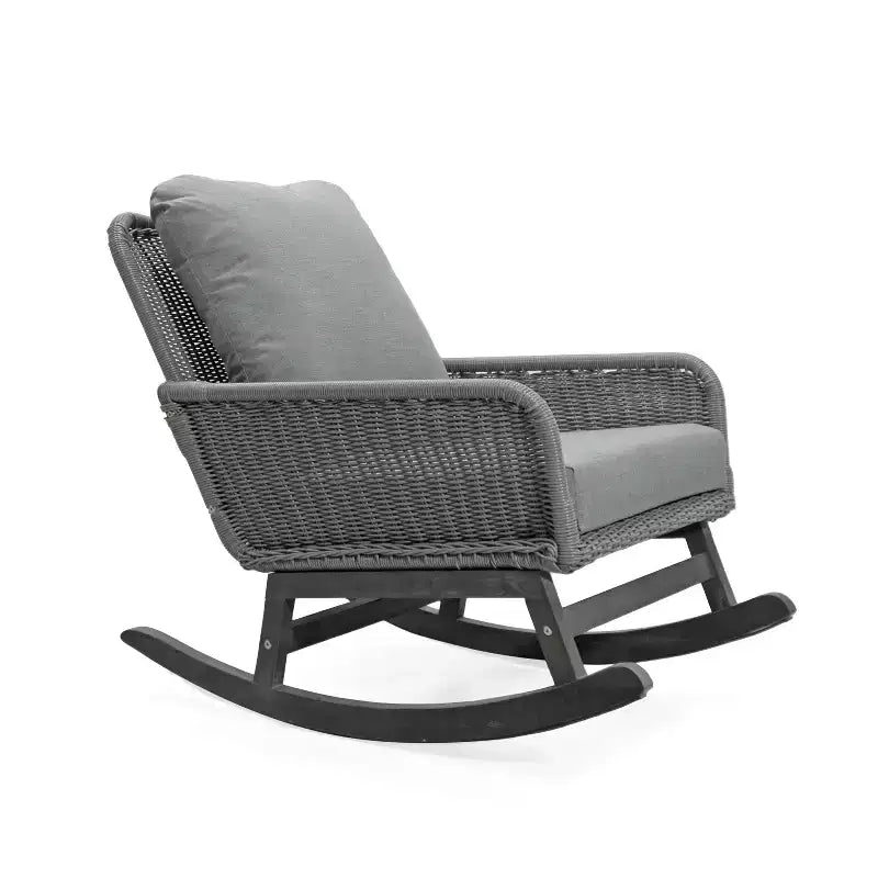 Christopher Knight Home Tamid, chaise à bascule moderne d'extérieur en bois, rotin et métal avec coussin