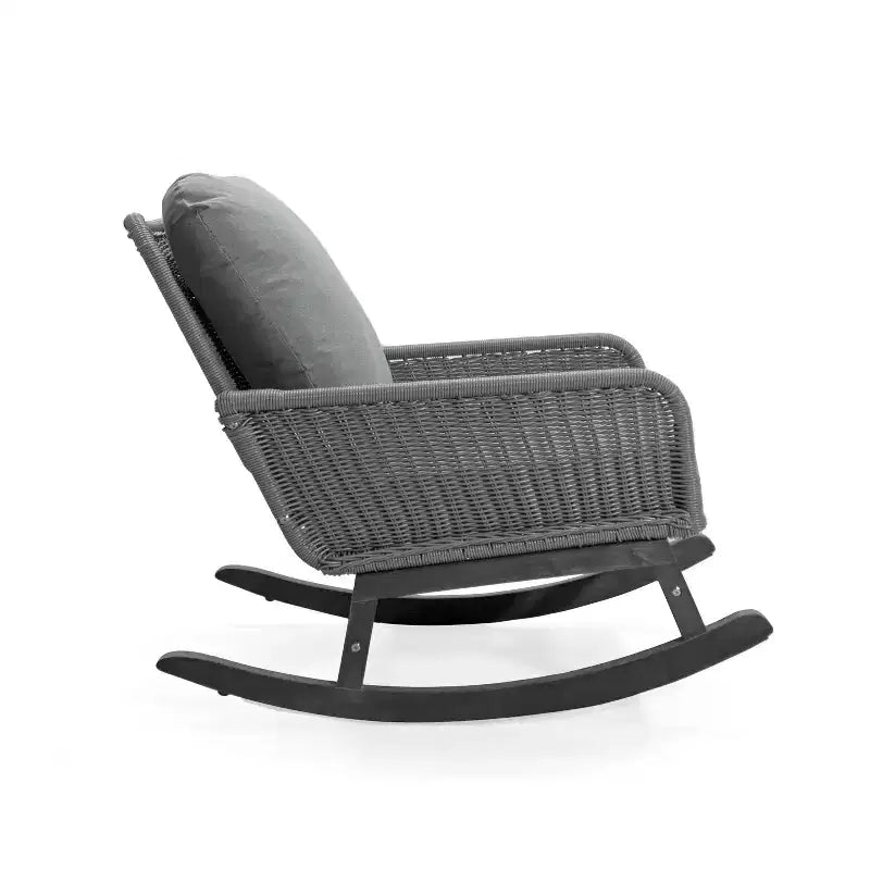 Christopher Knight Home Tamid, chaise à bascule moderne d'extérieur en bois, rotin et métal avec coussin