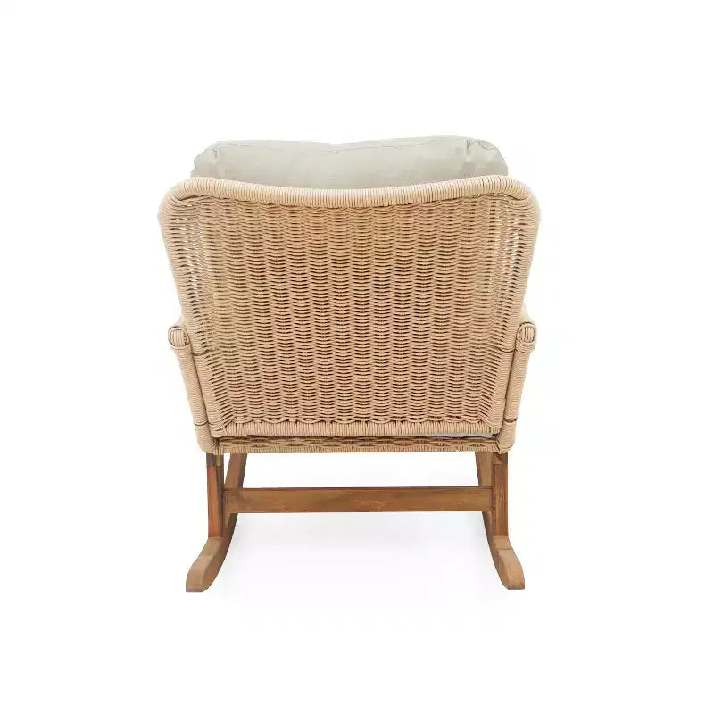 Christopher Knight Home Tamid, chaise à bascule moderne d'extérieur en bois, rotin et métal avec coussin