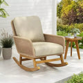 Christopher Knight Home Tamid Outdoor Modern Wood, Rattan and Metal Rocking Chair with Cushion