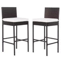 FDW 2 Piece Outdoor Bar Chairs 30 Wicker Patio Stools with Footrest & Weather Resistant, Brown