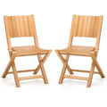 Costway 2/4 PCS Folding Patio Chairs with Inclined Backrest Teak Wood Outdoor Dining Chairs