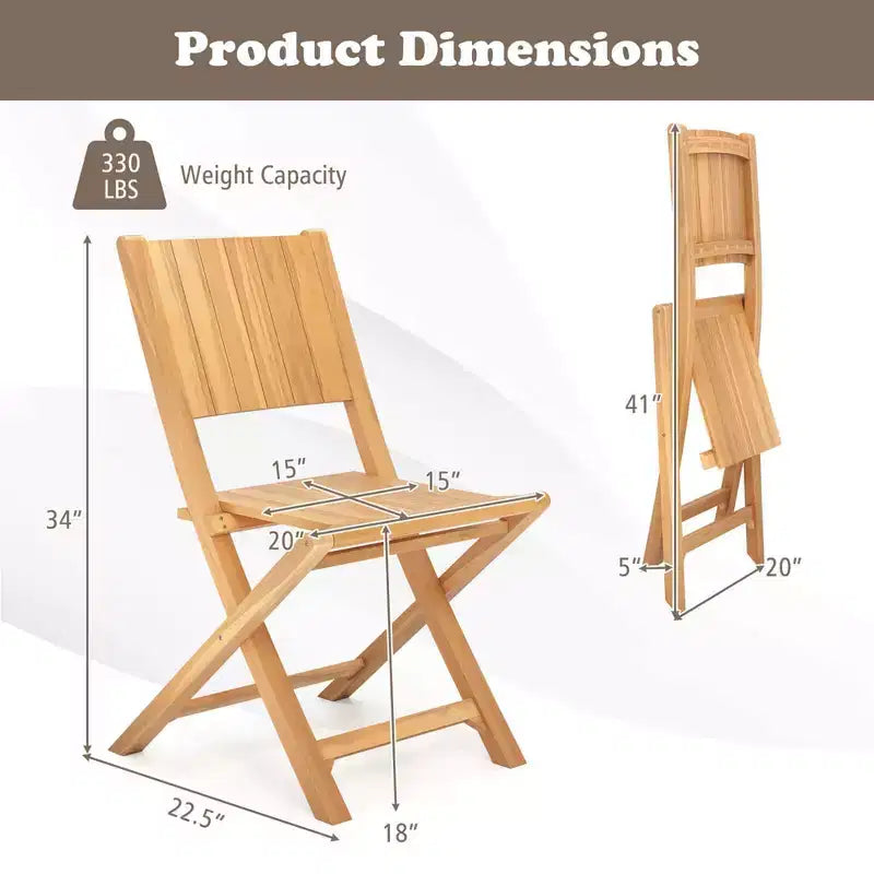 Lot de 2 ou 4 chaises de patio pliantes Costway avec dossier incliné en bois de teck, pour extérieur