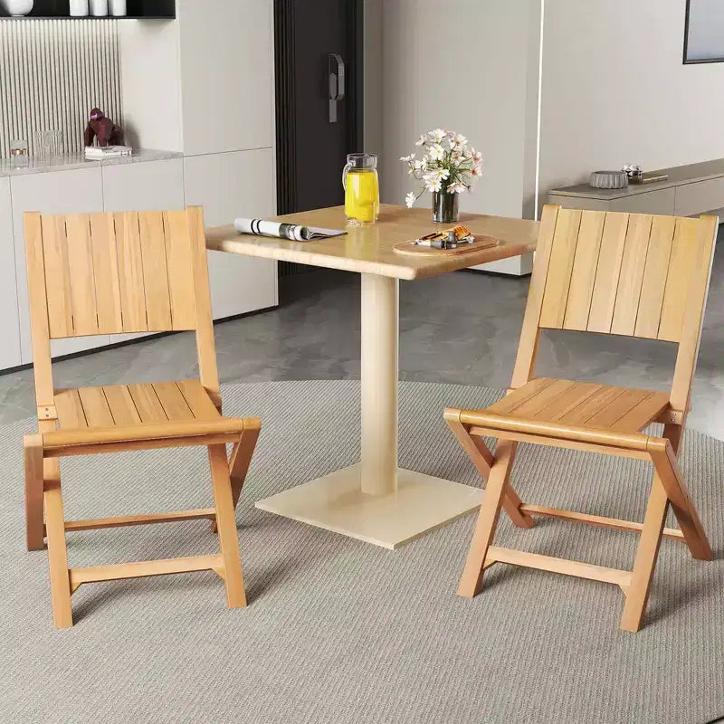 Lot de 2 ou 4 chaises de patio pliantes Costway avec dossier incliné en bois de teck, pour extérieur